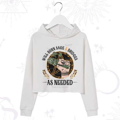 Purplehecate Will Burn Sage And Bridges Crop Hoodie