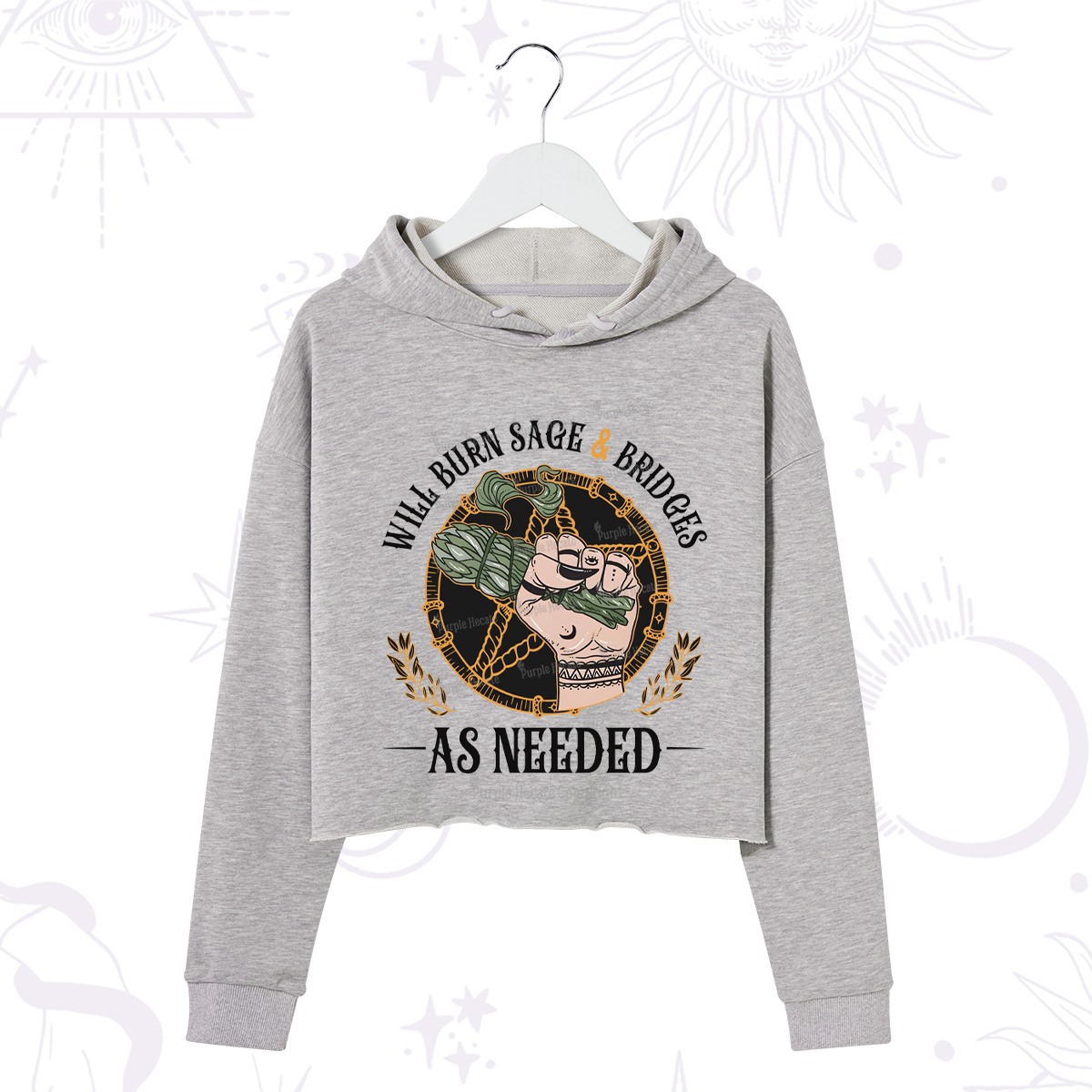 Purplehecate Will Burn Sage And Bridges Crop Hoodie