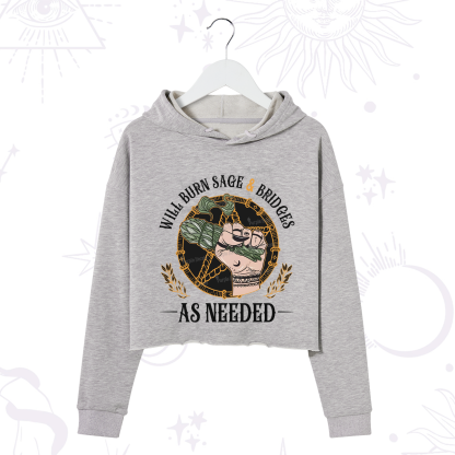 Purplehecate Will Burn Sage And Bridges Crop Hoodie