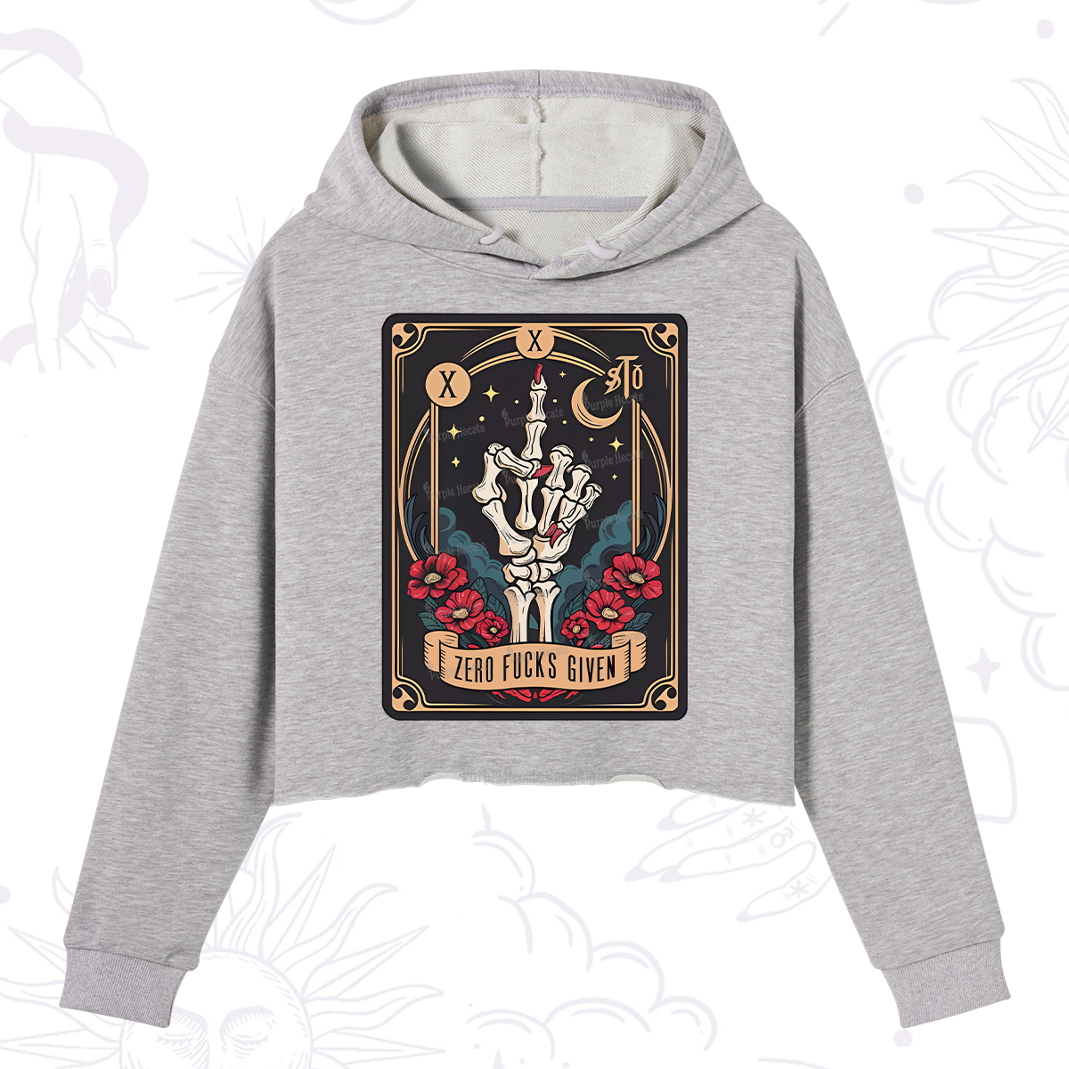 Purplehecate The Zero Fucks Given Crop Hoodie