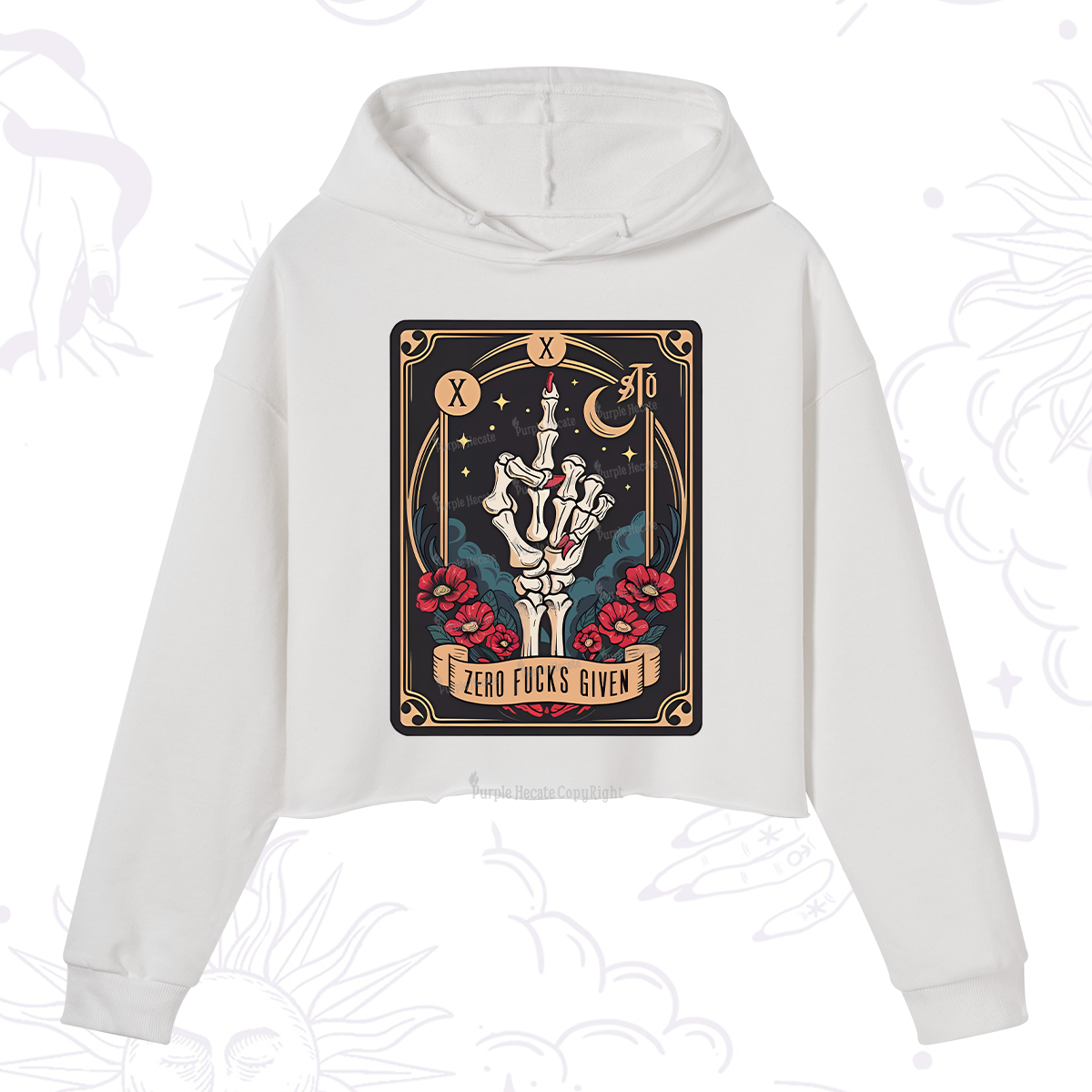 Purplehecate The Zero Fucks Given Crop Hoodie