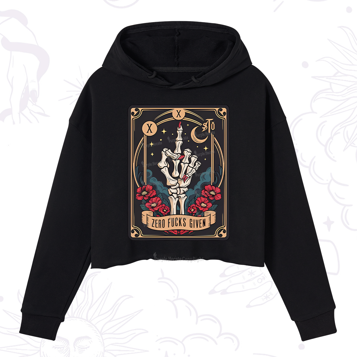 Purplehecate The Zero Fucks Given Crop Hoodie