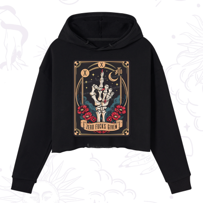 Purplehecate The Zero Fucks Given Crop Hoodie