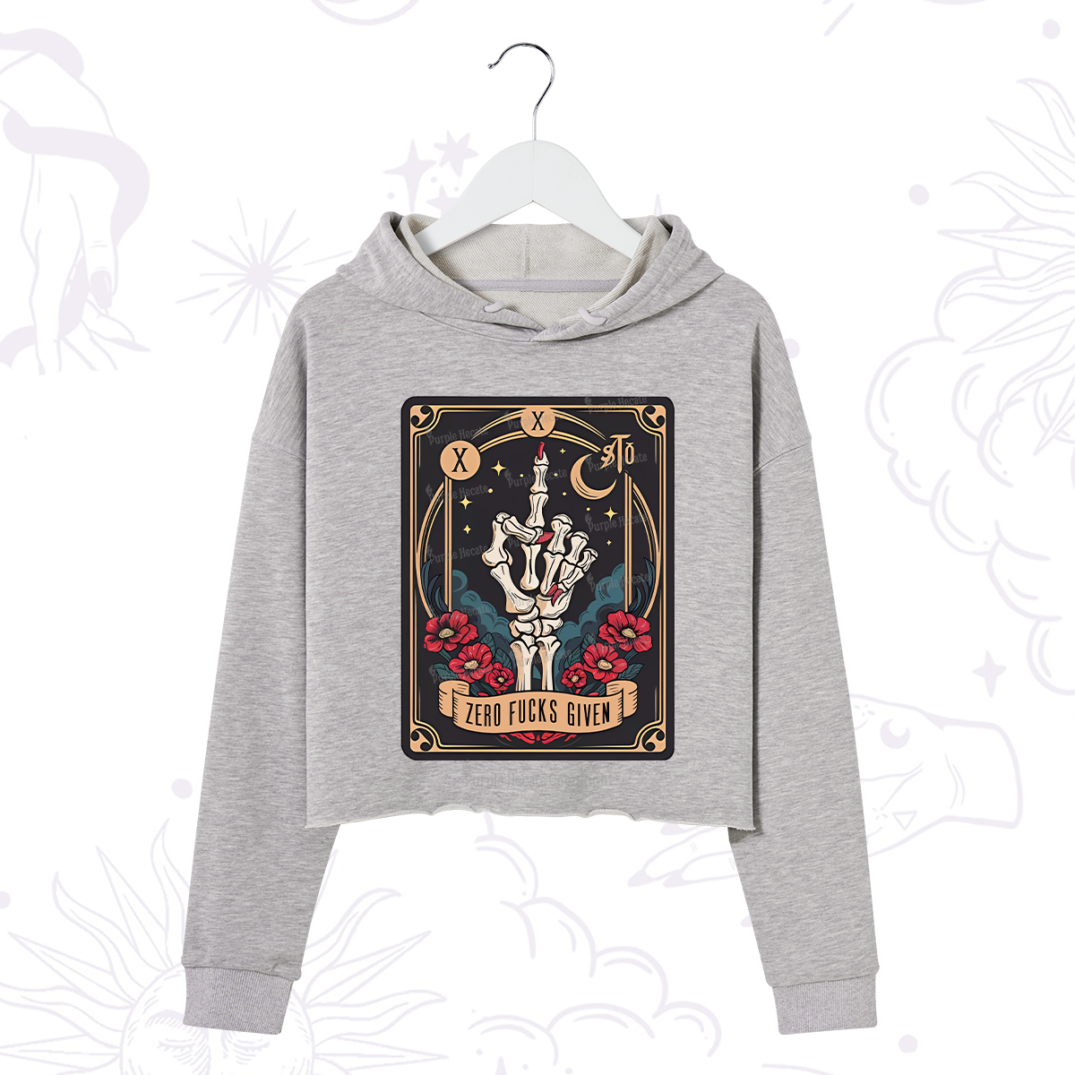 Purplehecate The Zero Fucks Given Crop Hoodie