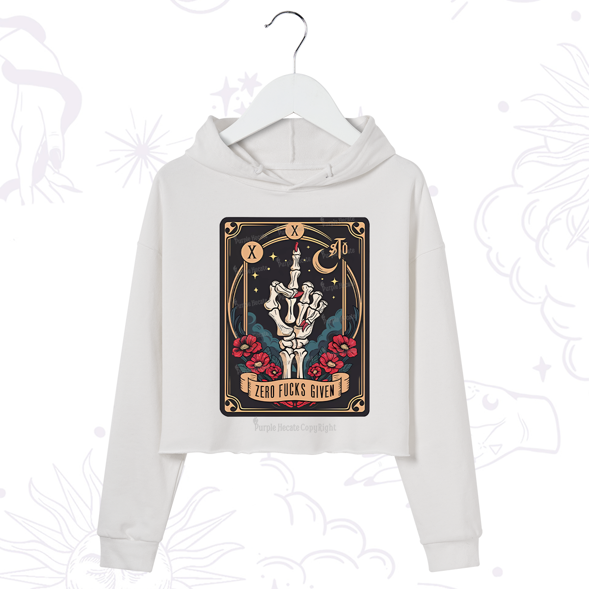 Purplehecate The Zero Fucks Given Crop Hoodie