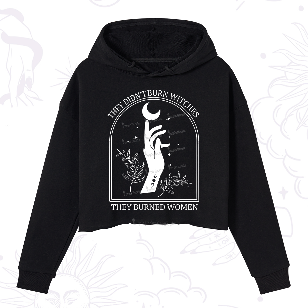Purplehecate They Didn't Burn Witches They Burned Women Crop Hoodie