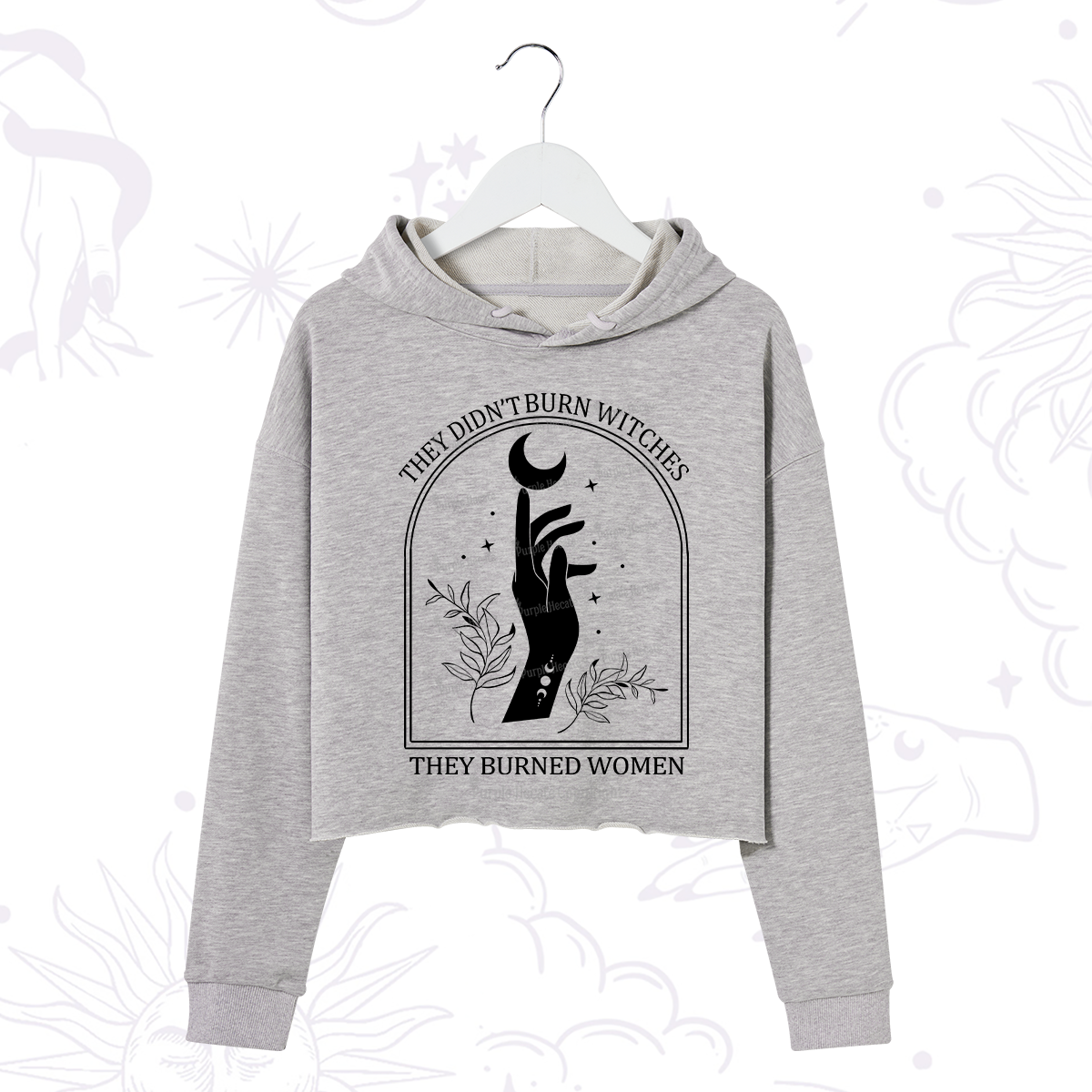 Purplehecate They Didn't Burn Witches They Burned Women Crop Hoodie