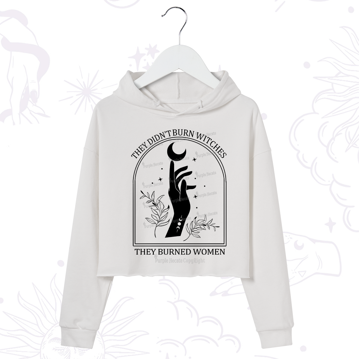 Purplehecate They Didn't Burn Witches They Burned Women Crop Hoodie