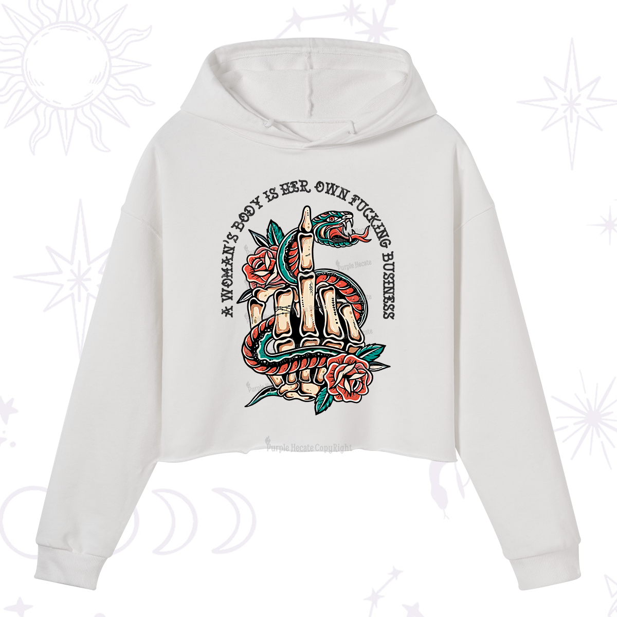 Purplehecate A Women's Body Is Her Crop Hoodie