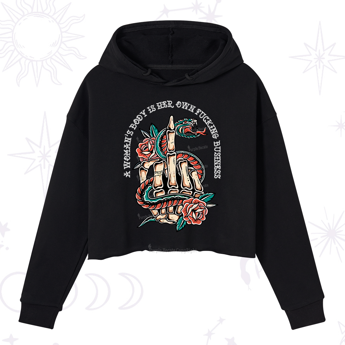 Purplehecate A Women's Body Is Her Crop Hoodie