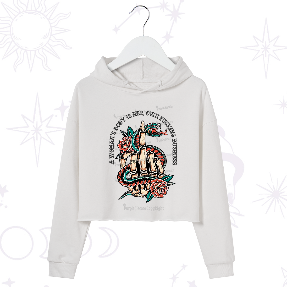 Purplehecate A Women's Body Is Her Crop Hoodie