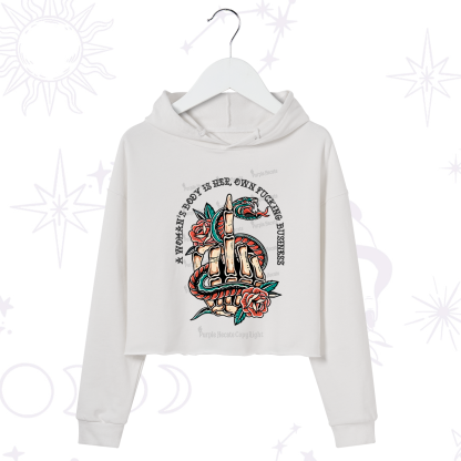 Purplehecate A Women's Body Is Her Crop Hoodie