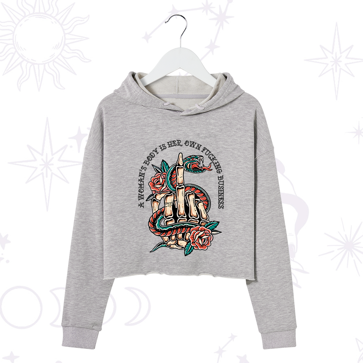 Purplehecate A Women's Body Is Her Crop Hoodie