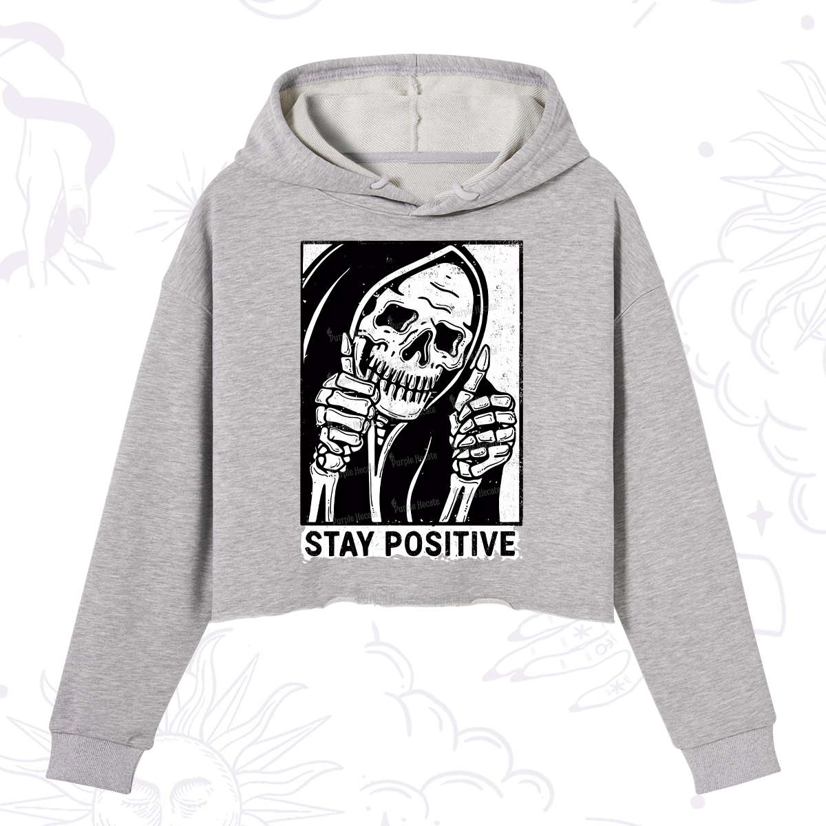 Purplehecate Stay Positive Crop Hoodie