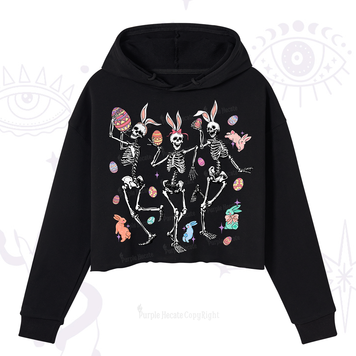 Purplehecate Easter Bunny Skeleton Crop Hoodie