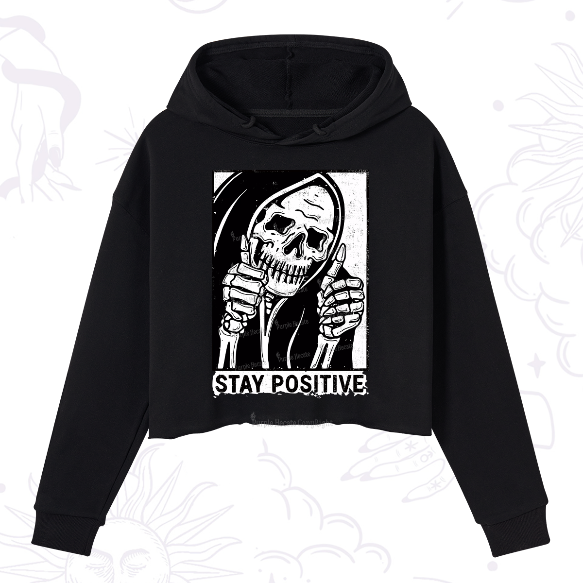 Purplehecate Stay Positive Crop Hoodie