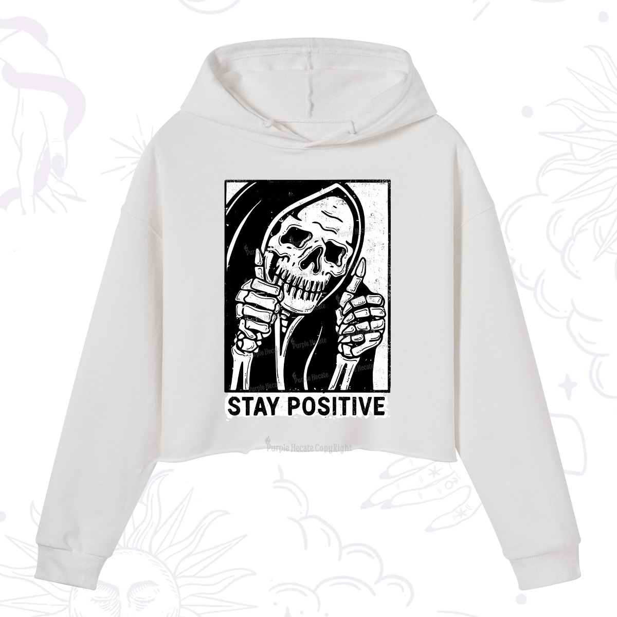 Purplehecate Stay Positive Crop Hoodie