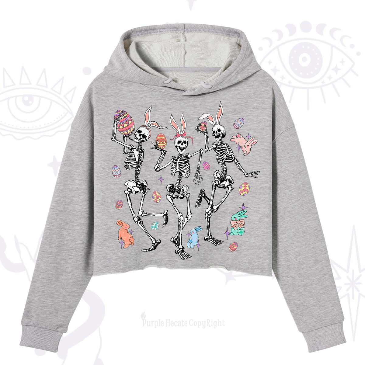 Purplehecate Easter Bunny Skeleton Crop Hoodie