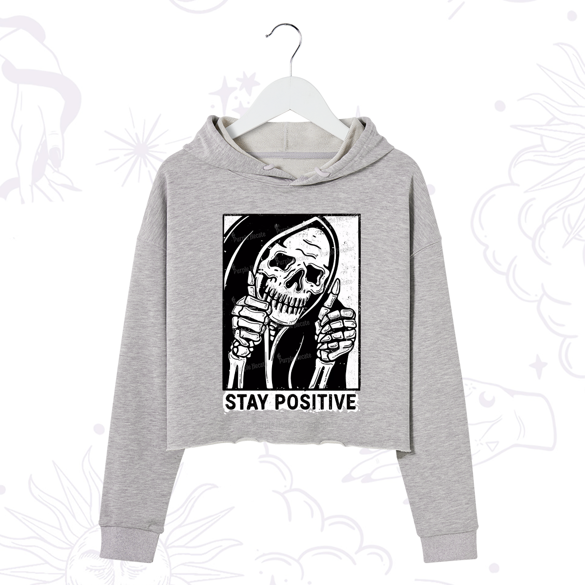 Purplehecate Stay Positive Crop Hoodie