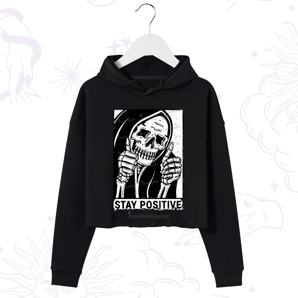 Purplehecate Stay Positive Crop Hoodie