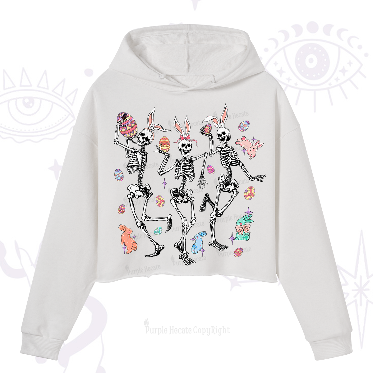 Purplehecate Easter Bunny Skeleton Crop Hoodie