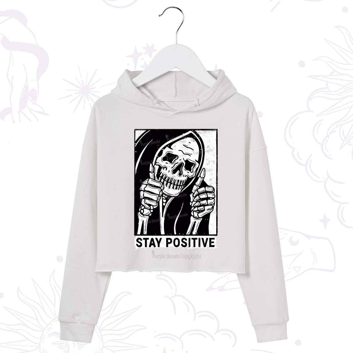 Purplehecate Stay Positive Crop Hoodie