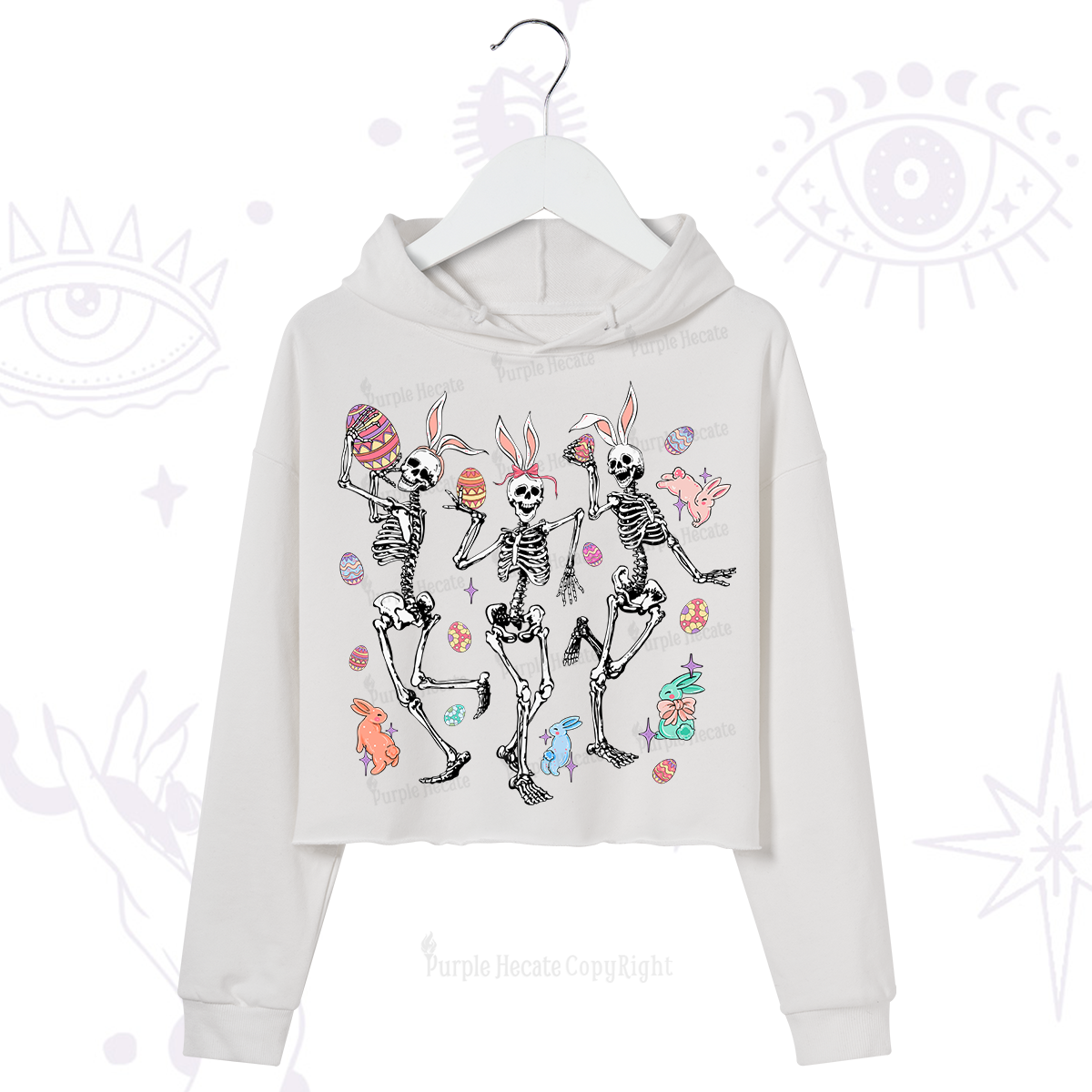 Purplehecate Easter Bunny Skeleton Crop Hoodie