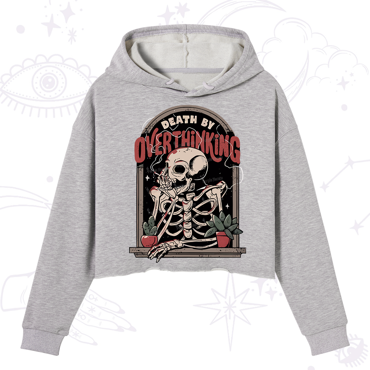 Purplehecate Death By Overthinking Crop Hoodie