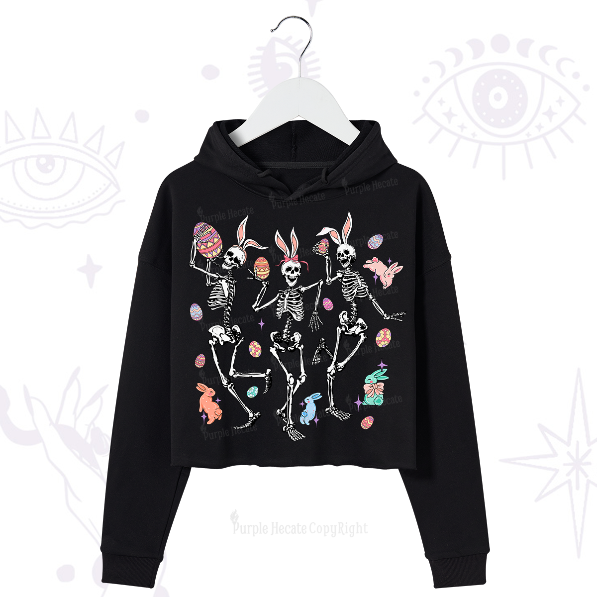 Purplehecate Easter Bunny Skeleton Crop Hoodie