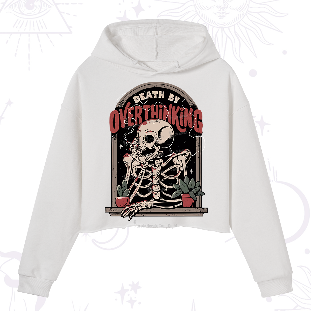 Purplehecate Death By Overthinking Crop Hoodie