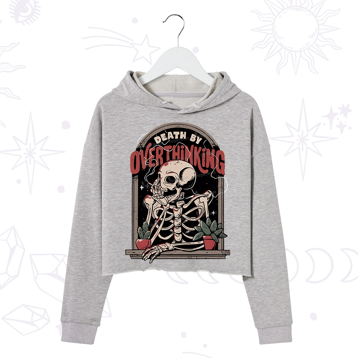 Purplehecate Death By Overthinking Crop Hoodie