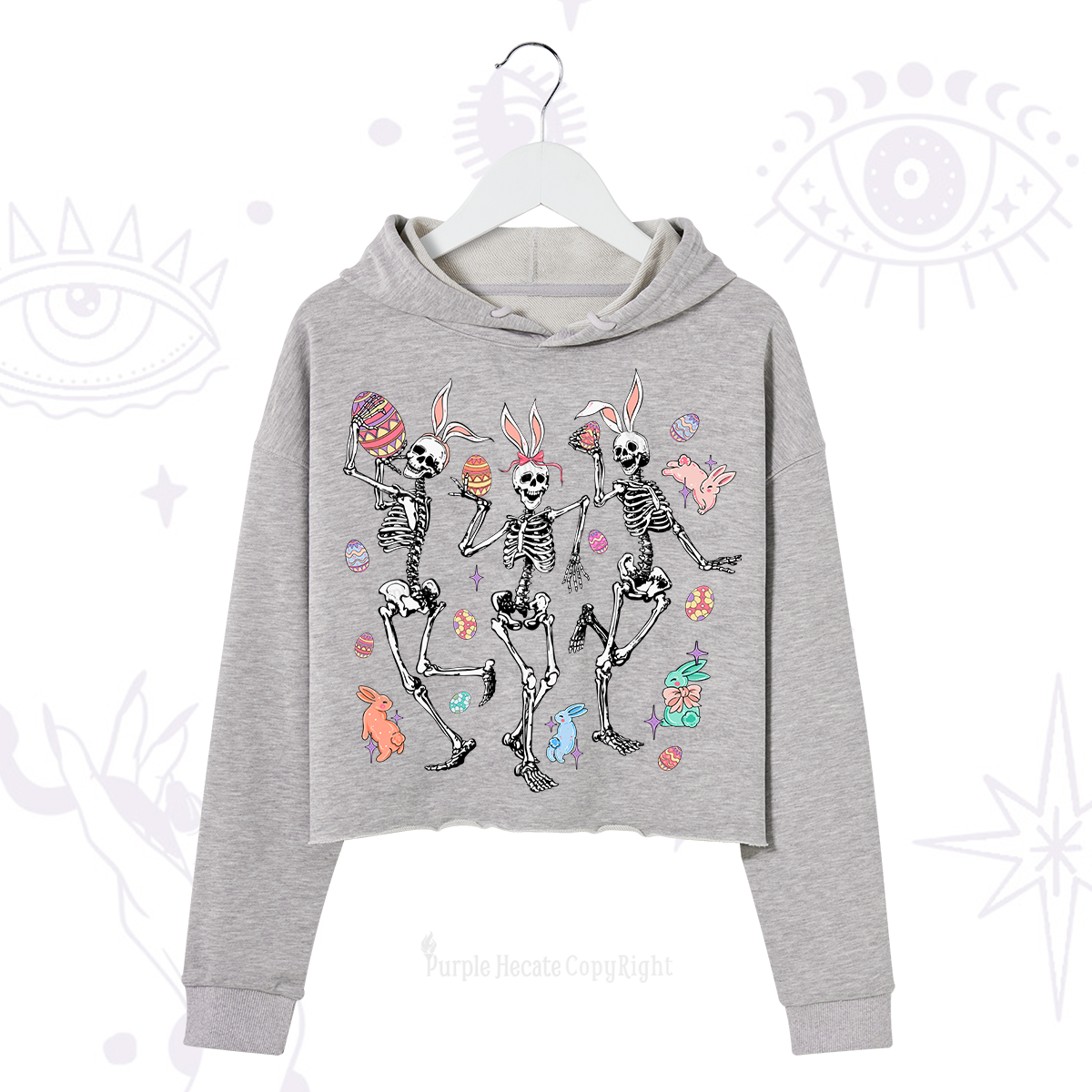 Purplehecate Easter Bunny Skeleton Crop Hoodie