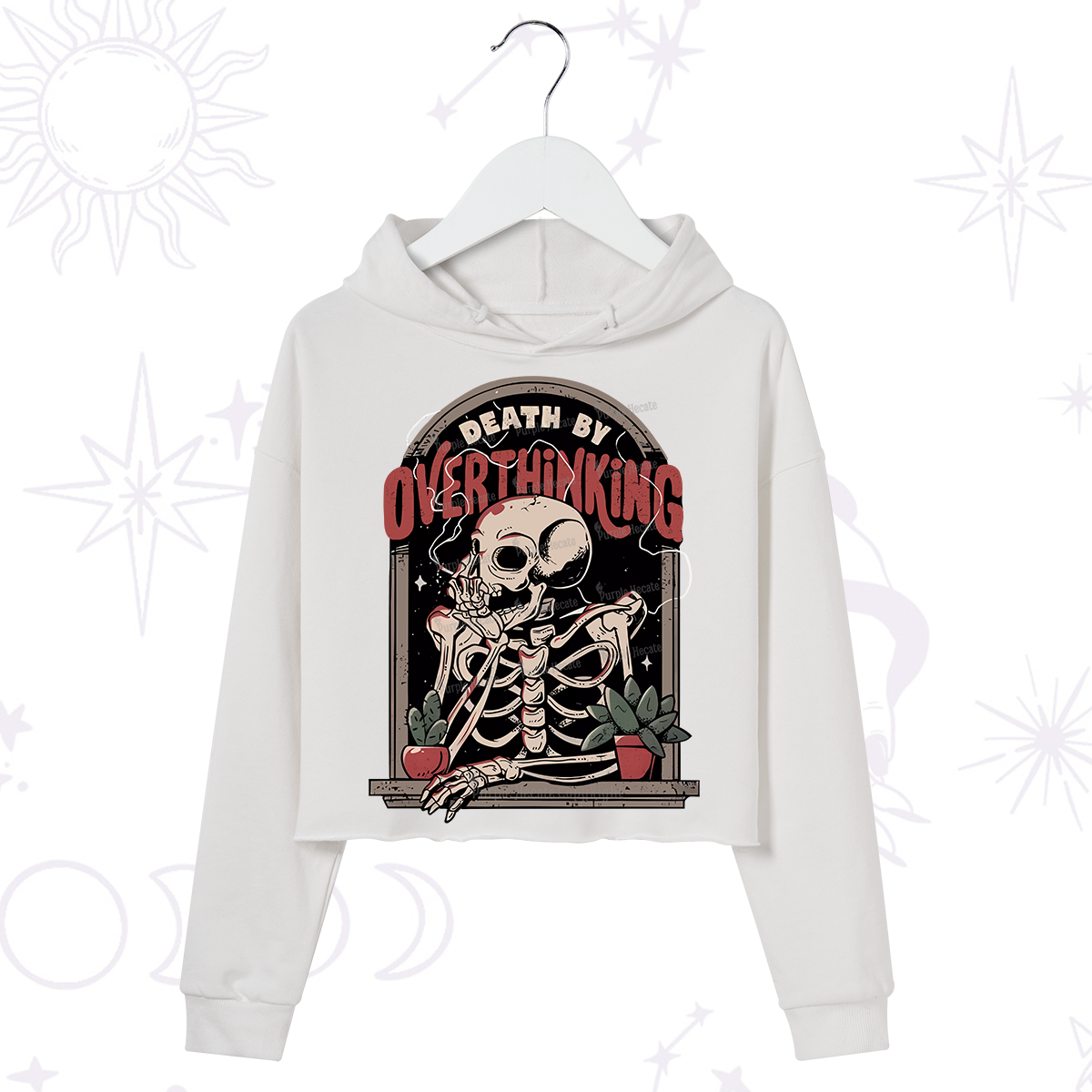 Purplehecate Death By Overthinking Crop Hoodie