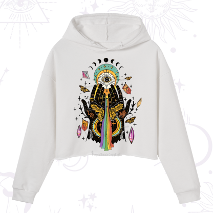 Purplehecate Mystical Witchy Hands Crop Hoodie