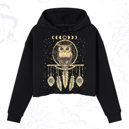 Purplehecate Luna Owl Dream Catcher Crop Hoodie