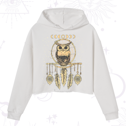 Purplehecate Luna Owl Dream Catcher Crop Hoodie