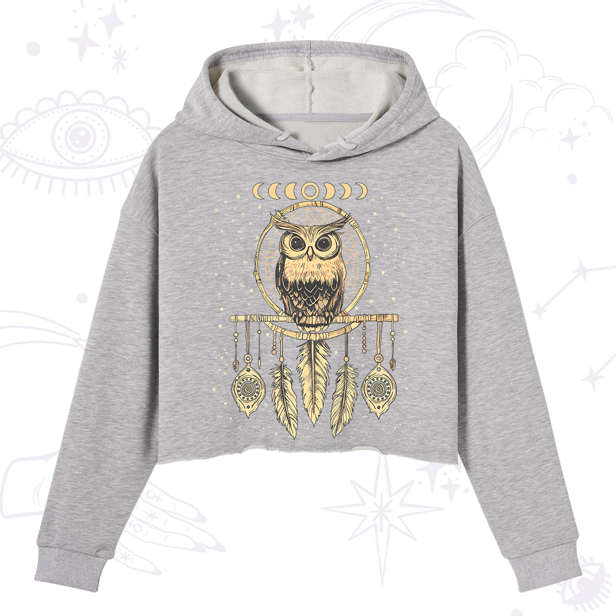 Purplehecate Luna Owl Dream Catcher Crop Hoodie
