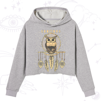 Purplehecate Luna Owl Dream Catcher Crop Hoodie