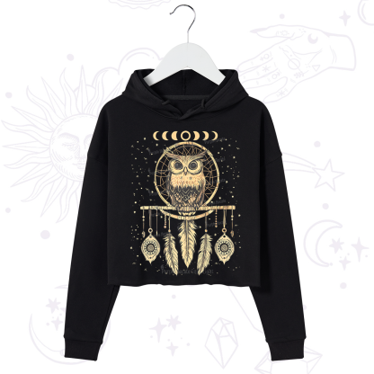 Purplehecate Luna Owl Dream Catcher Crop Hoodie
