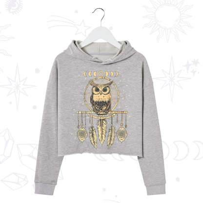 Purplehecate Luna Owl Dream Catcher Crop Hoodie