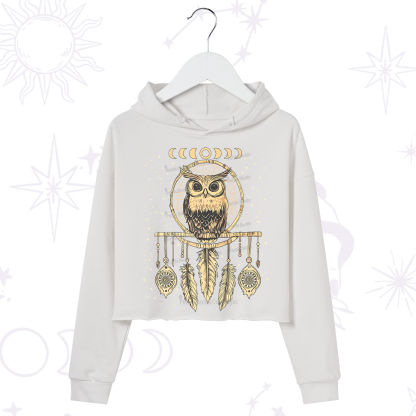 Purplehecate Luna Owl Dream Catcher Crop Hoodie