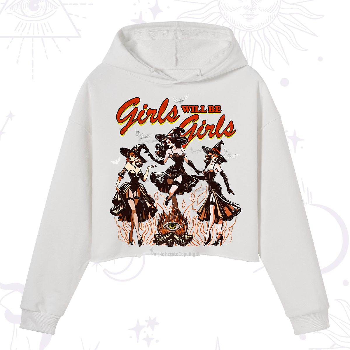 Purplehecate Girls Will Be Girls Crop Hoodie