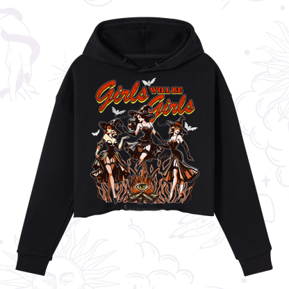 Purplehecate Girls Will Be Girls Crop Hoodie