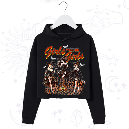 Purplehecate Girls Will Be Girls Crop Hoodie