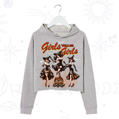 Purplehecate Girls Will Be Girls Crop Hoodie