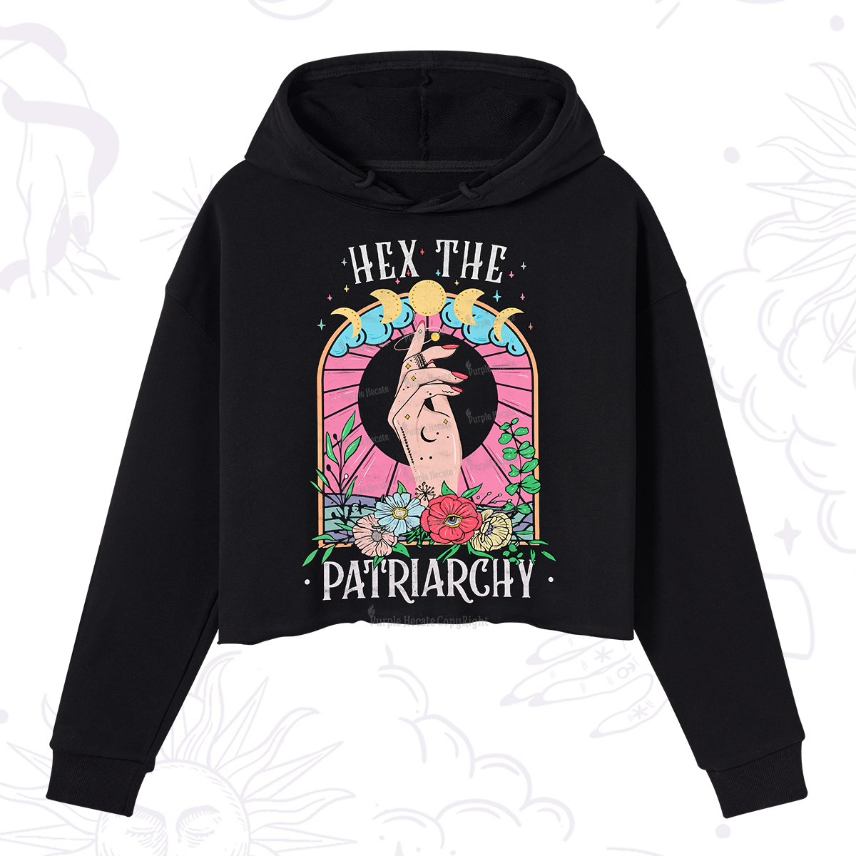 Purplehecate Hex The Patriarchy Crop Hoodie