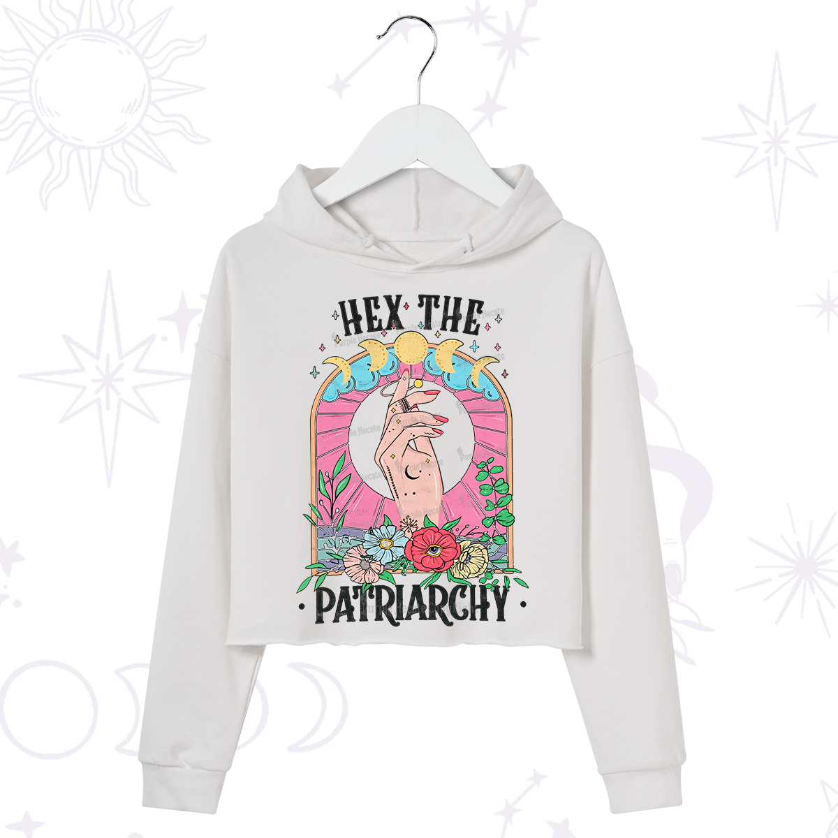 Purplehecate Hex The Patriarchy Crop Hoodie