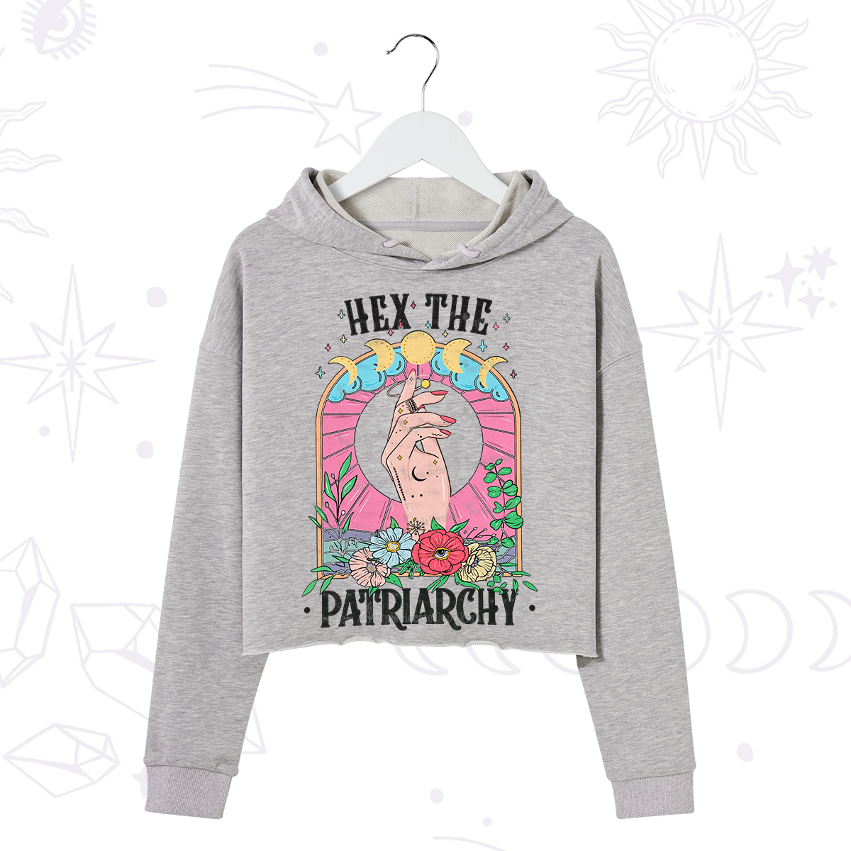 Purplehecate Hex The Patriarchy Crop Hoodie