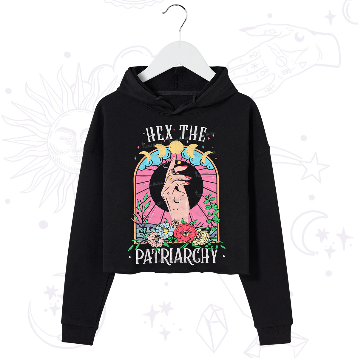 Purplehecate Hex The Patriarchy Crop Hoodie