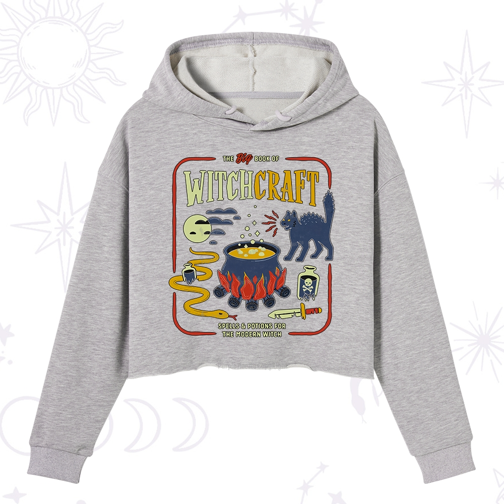 Purplehecate Book Of Witchcraft Crop Hoodie